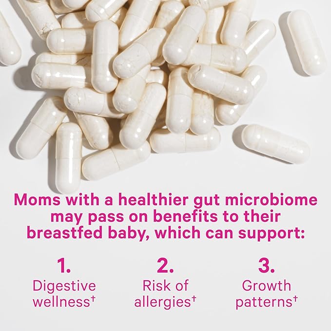 Pink Stork Lactation Probiotic - 10 Billion CFUs Multi Strain Postnatal Probiotics for Breastfeeding Women - Support Breast Milk & Gut Health, Postpartum Essentials, 60 Capsules
