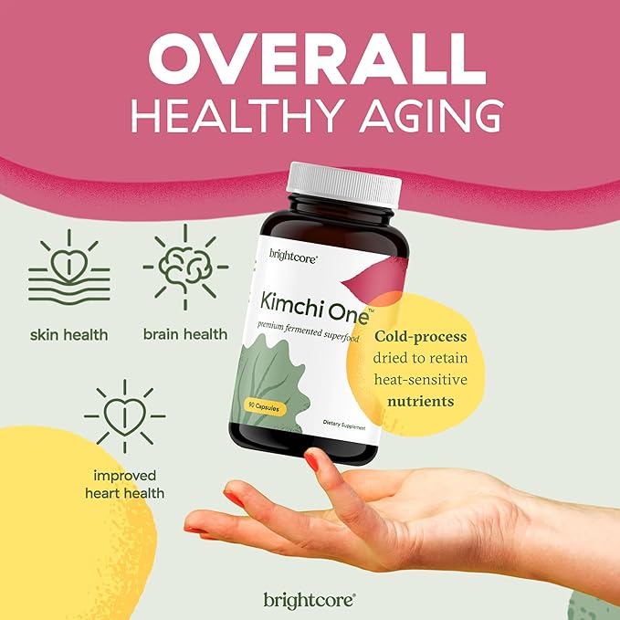 Nutrition - Kimchi One, Kimchi Powder Capsules, Probiotics, Enzymes, & Antioxidant Supplement, Premium Gut Health Superfood for Overall Well Being, Gluten-Free, 90 Vegan Capsules