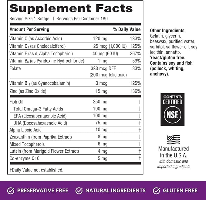 EyePromise Restore Supplement 180 Softgel Omega-3 Fish
