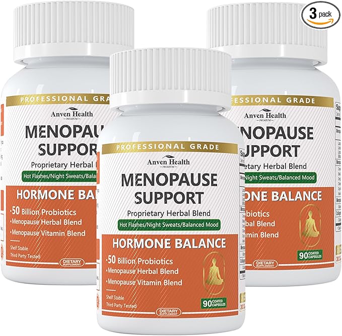 Menopause Supplements for Women Menopause Probiotics Relief, Supports Hot Flashes, Night Sweats, Bloating & Gut Health with Herbs, Collagen Peptides, Vitamin B6 & D3 | 270 Veggie Caps