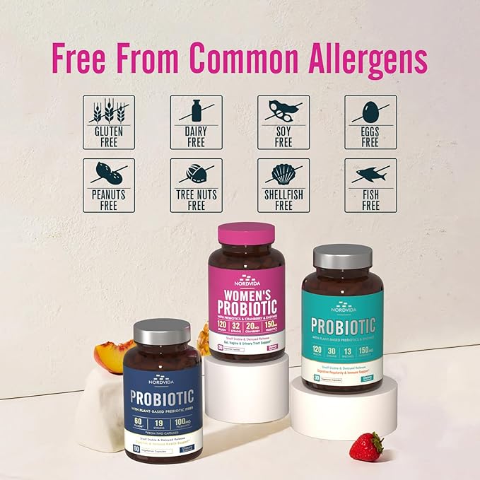 Women's Probiotic, 120 Billion & 32 Strains with Cranberry, Prebiotics & Digestive Enzymes, Gut, Vaginal & Urinary Tract Support, 30 Delayed Release Capsules