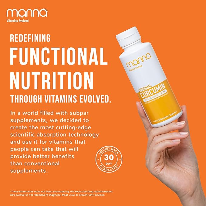Manna Vitamins Evolved Liposomal Liquid Curcumin for Advanced Absorption Best Turmeric Supplement for a Healthy Life (2 Pack)