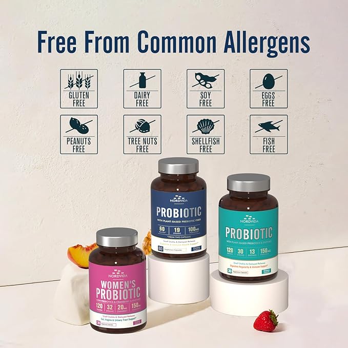 Probiotic 60 Billion 19 Strains with Organic Prebiotic for Men & Women, Digestive & Immune Health, Shelf Stable Delayed Release, Non-GMO No Dairy, 60 Vegan Caps