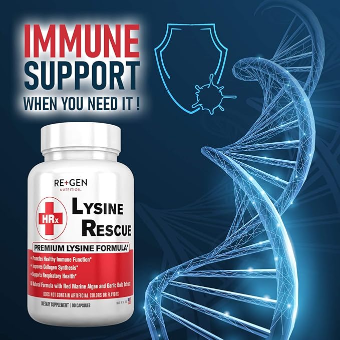 Re+Gen Nutrition Lysine Rescue, Amino Acid 90 Capsules, 45 Day