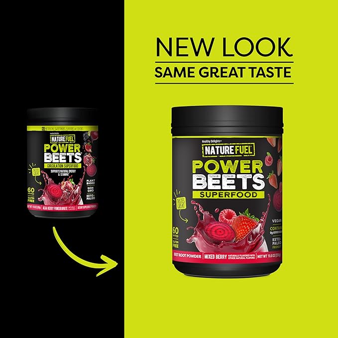 Nature Fuel Power Beets Powder, Delicious Mixed Berry, Concentrated Superfood Supplement, Supports Circulation, Natural Energy & Stamina, Non-GMO, 60 Servings (Packaging May Vary)