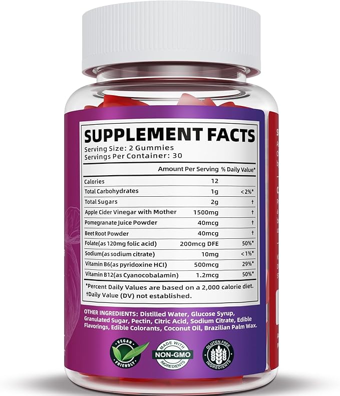 2 Pack Keto ACV Gummies Advanced Formula 1500MG Keto Gummies Apple Cider Vinegar Formulated with Pomegranate Beet Juice Powder B12 120 Gummys