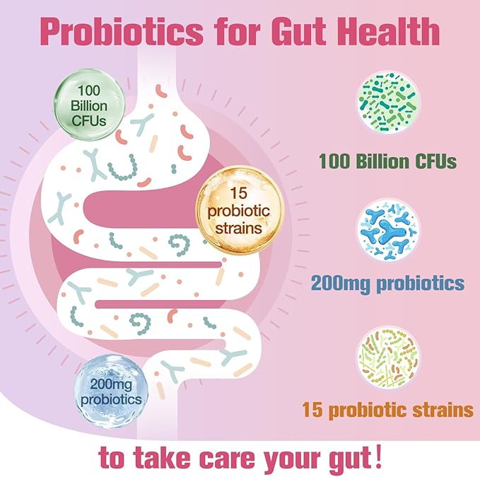 Probiotics for Women, 100 Billion CFU with Prebiotics, Digestive Enzymes, Cranberry Extract, Immune Support, Probiotic Regularity, Vaginal & Urinary Health, Women Probiotic 120 Capsules