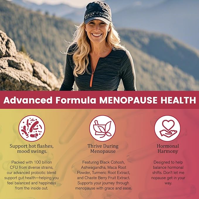 Menopause Supplements for Women, 10 Billion CFU Probiotic, 19-in-1 Multivitamin&Botanicals Extract, DIM, Hormonal Balance, Support Hot Flashes, Night Sweats, Mood, Sleep|Vegan, 120 Capsules