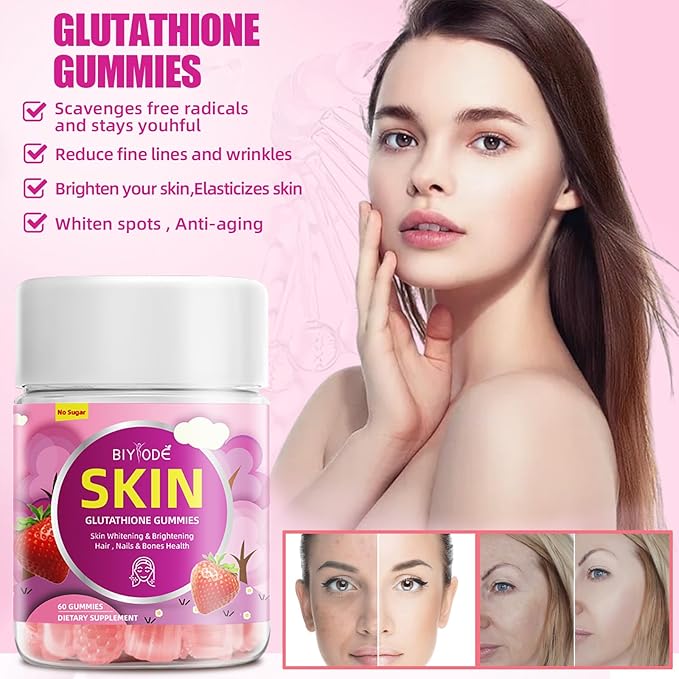 Glutathione Gummies: 1000mg Glutathione/Serving, 100mg Marine B12, Folic Extract.60 Gummies,30 Gummies,30 Day