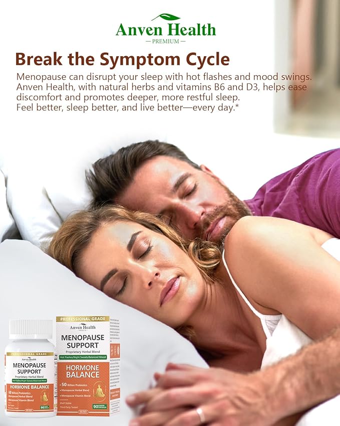 Menopause Supplements for Women Menopause Probiotics Relief, Supports Hot Flashes, Night Sweats, Bloating & Gut Health with Herbs, Collagen Peptides, Vitamin B6 & D3 | 180 Veggie Caps