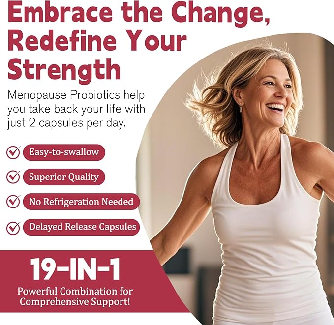 Menopause Supplements for Women, 10 Billion CFU Probiotic, 19-in-1 Multivitamin&Botanicals Extract, DIM, Hormonal Balance, Support Hot Flashes, Night Sweats, Mood, Sleep|Vegan, 120 Capsules