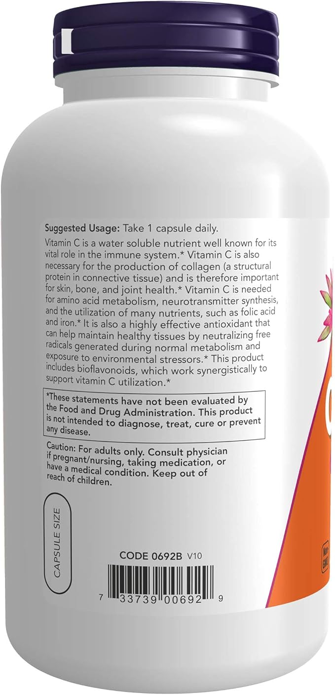 NOW Supplements, Probiotic-10™, 25 Billion, 10 Probiotic C-1,000 with 100 mg 250 Capsules