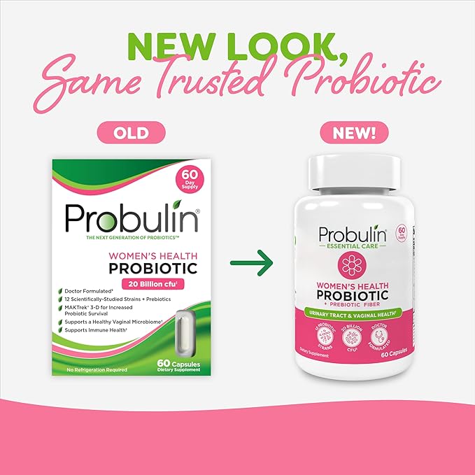 Probulin Women’s Probiotics, Daily Vaginal, Gut and Immune Health Supplement Capsules, 20 Billion CFU, 12 Probiotic Strains, Vegan, 60 Count Bottle