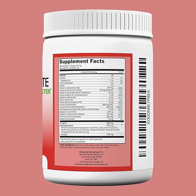 Cardio Complete - Heart Health Support Powder Supplement - 3-in-1 Nitric Oxide Booster with 5,000 L-Arginine, 1,000mg L-Citrulline, and Hawthorn Berry, 2 Pack