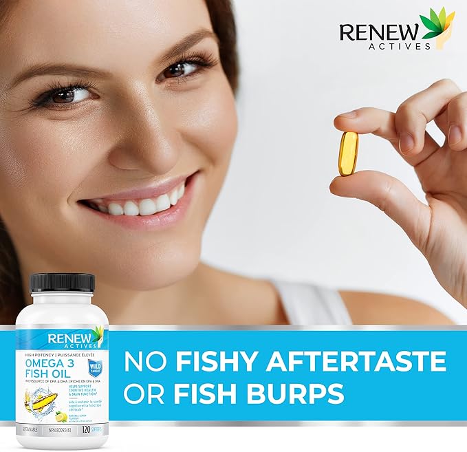 Renew Actives Triple Strength Burpless Omega-3 1200mg Concentrated 120 Easy-to-Swallow