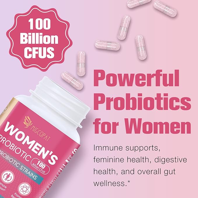 Probiotics for Women, 100 Billion CFU with Prebiotics, Digestive Enzymes, Cranberry Extract, Immune Support, Probiotic Regularity, Vaginal & Urinary Health, Women Probiotic 120 Capsules