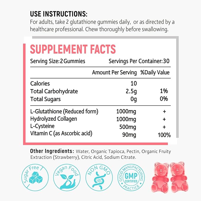 Glutathione Collagen Gummies, Collagen Gummies 60 Count