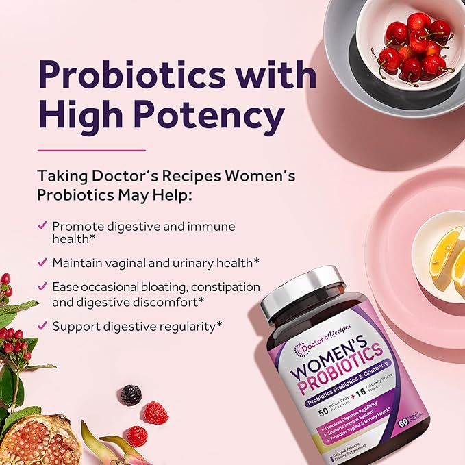Doctor's Recipes Women's Probiotics, 50 Billion 16 Strains, 120 Capsules 2), 60 60 Day
