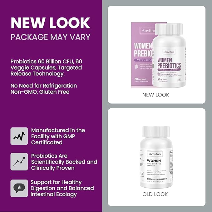 Vaginal Probiotics Women Ph Balance Pills Female Gut Health Prebiotics 60 Billion CFU Capsules Digestive Urinary Tract Support