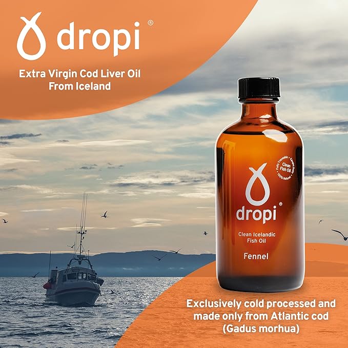 Dropi Omega 3 Fish Oil Liquid, Fennel Omega-3s EPA, 5.7 Fl