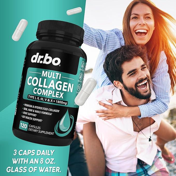 Multi Collagen Peptides for Women & Men - Type I, II, III, V, & X Multi Collagen for Women & Men Complex Capsules, Hydrolyzed Peptides Pills Supplements for Skin, Hair & Nails - 120 Protein Capsules