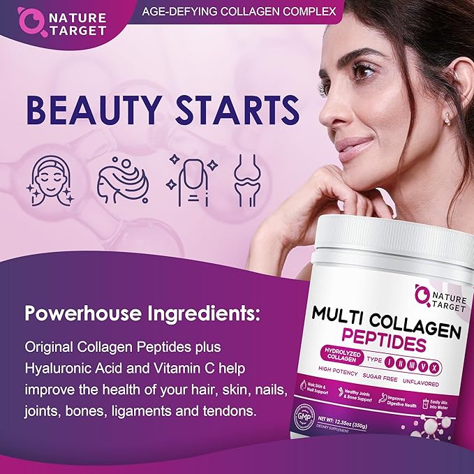 NATURE TARGET Multi Collagen Peptides Powder 35 Servings