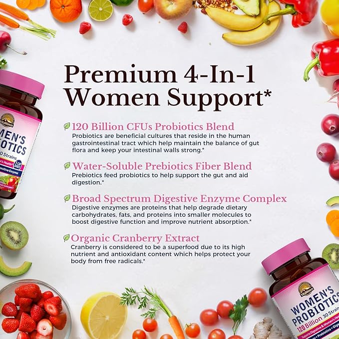 Vitalitown Women's Probiotics 120 Billion CFUs 1 Daily, 30 Strains, 60 Delayed