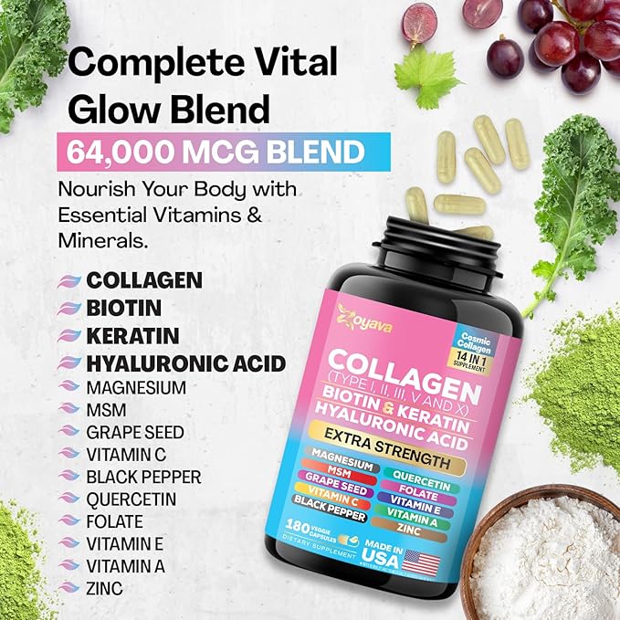 Zoyava Collagen Pills Peptides Types I, (270 Caps)