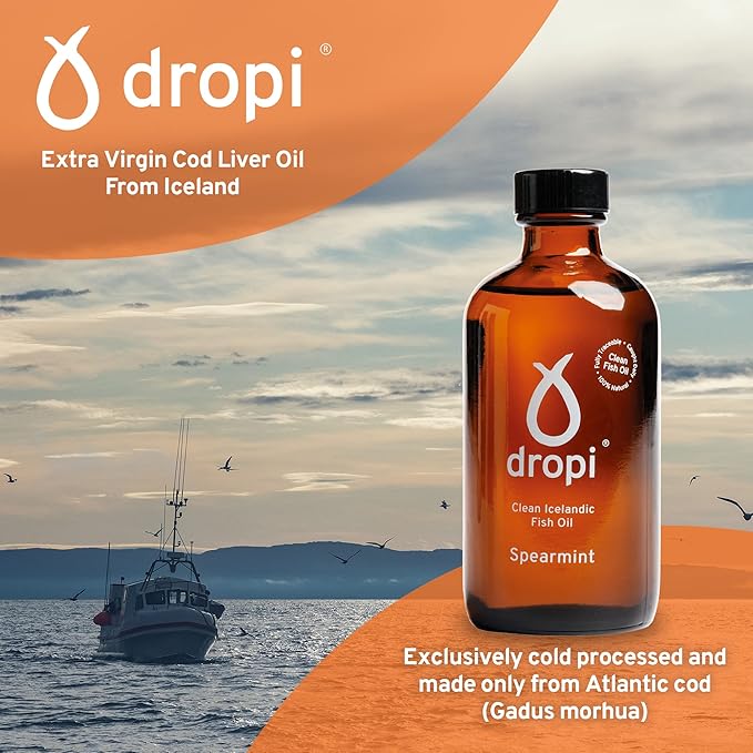 Dropi Omega 3 Fish Oil Liquid, Spearmint Omega-3s EPA, 5.7 Fl