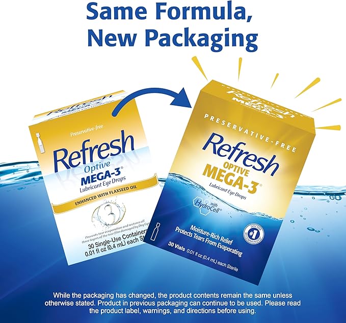 Refresh Optive MEGA-3 Lubricant Eye Drops 0.01 fl (0.4 mL), 30 Single-Use