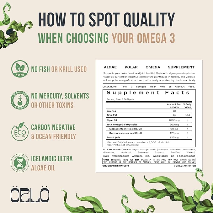 Omega 3 - Vegan Omega 3 Omega3s - Omega-3 Oil (60 Mini