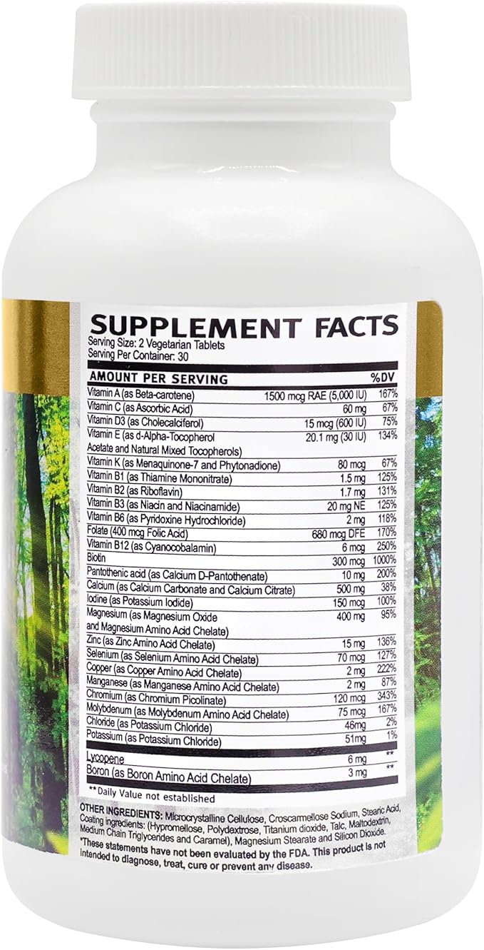 Multivitamin for Women & Men Daily2Tab Multimineral B12, Lycopene (60 count)