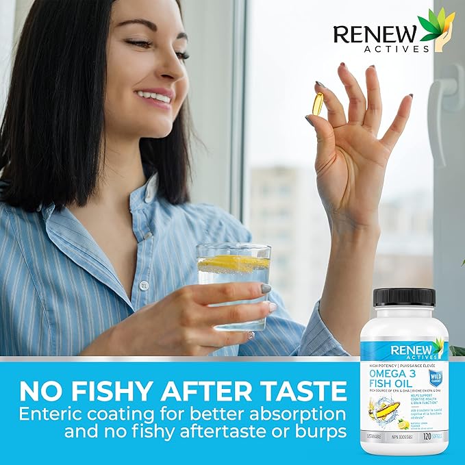 Renew Actives Triple Strength Burpless Omega-3 1200mg Concentrated 120 Easy-to-Swallow