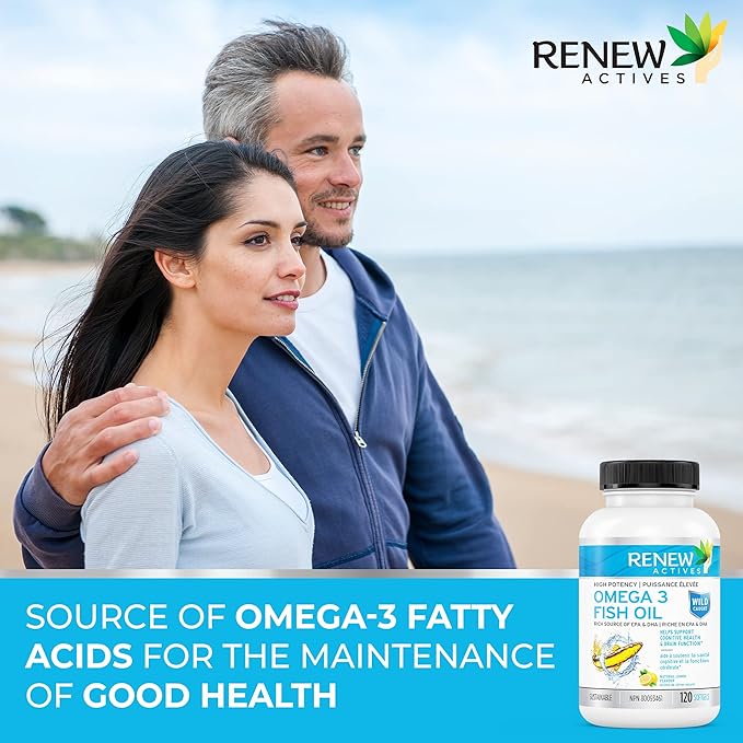 Renew Actives Triple Strength Burpless Omega-3 1200mg Concentrated 120 Easy-to-Swallow