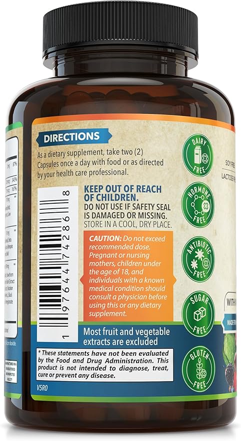 Mens Daily Multivitamin Multimineral Supplement 30+ Nutrients, 60 Capsules