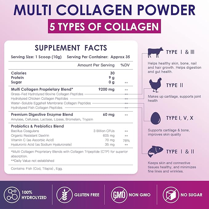 NATURE TARGET Multi Collagen Peptides Powder 35 Servings