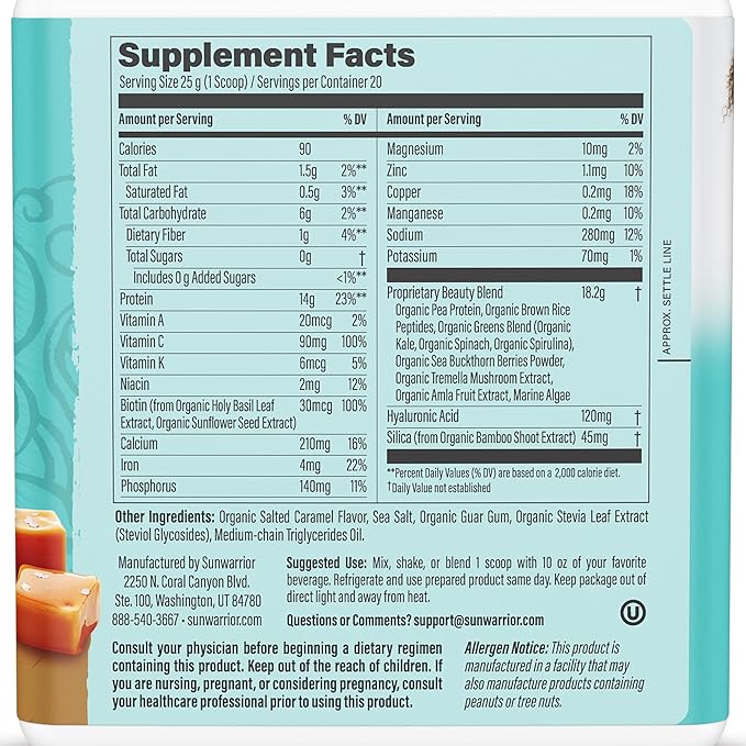 Sunwarrior Vegan Collagen Protein Powder Plant-based 20 Servings