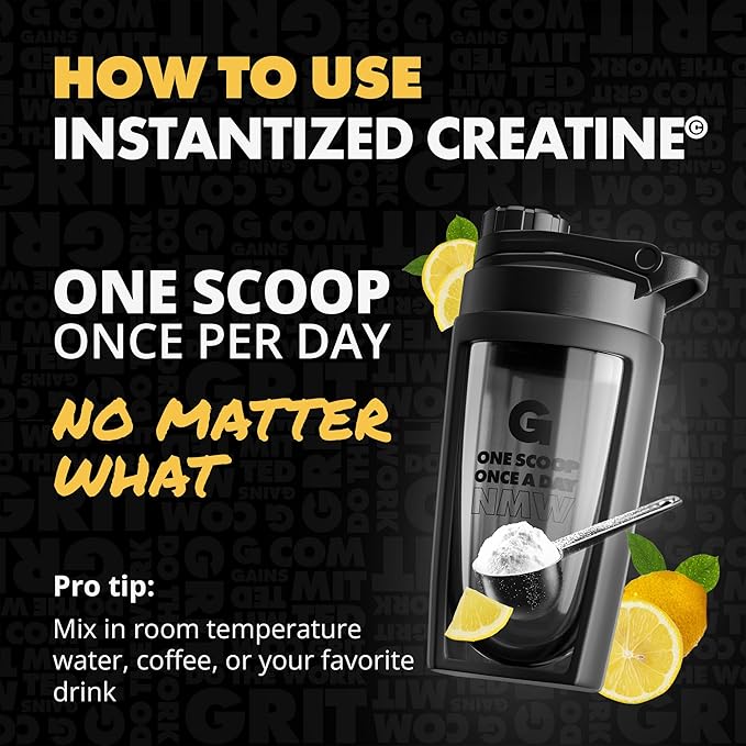 Gains in Bulk Instantized Creatine Monohydrate for Women and Men, Soluble Pre Workout Powder, Supports Muscle Building, Strength and Performance, Bodybuilding Supplements, Sweet Lemonade, 30 Servings