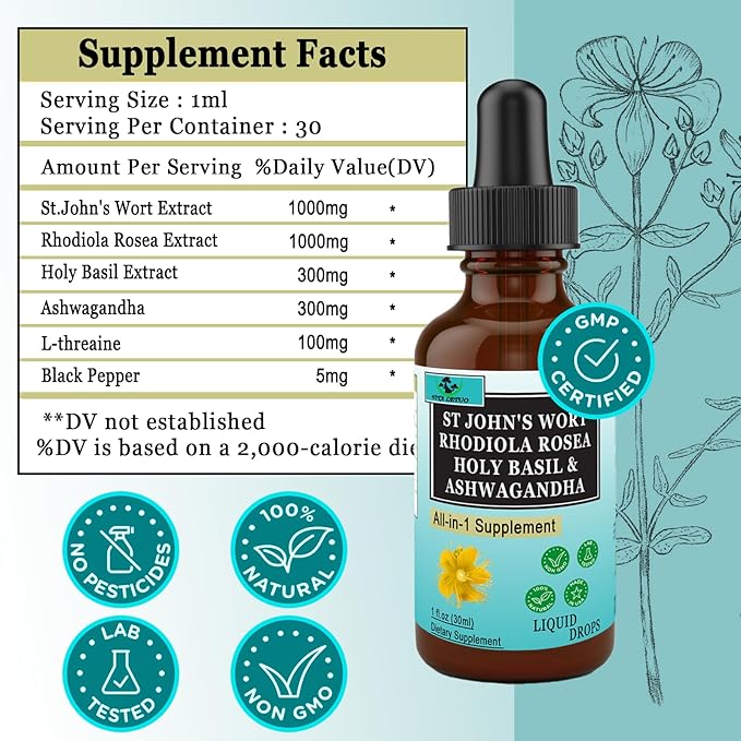 2 pack Rhodiola Rosea 10000mg Holy 3000mg Ashwagandha 2000mg St 10000mg - 6 in 1 Rhodiola