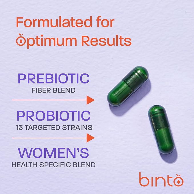 Binto Reset Synbiotic Advanced Pre and Probiotic Supplement for Women - Supports Digestive Health, Boosts Immunity, and Promotes a Healthy Balance of Gut Flora (30-Day Supply)