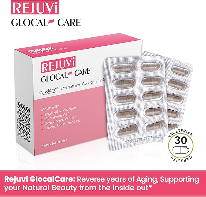 GlocalCare Rejuvi Skin Rejuvenation - Collagen Synthesis, Anti-Wrinkles with Ovoderm, Grape Seed Extract, Coenzyme Q10, Folate