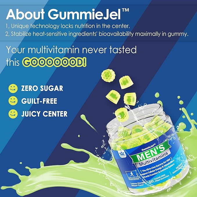 Mens Multivitamins Gummies, Multiminerals, Vegan Omega 3, CoQ10, CoQ10, Probiotics, D3 E B6 B12, B12, Methylated 60 Cts
