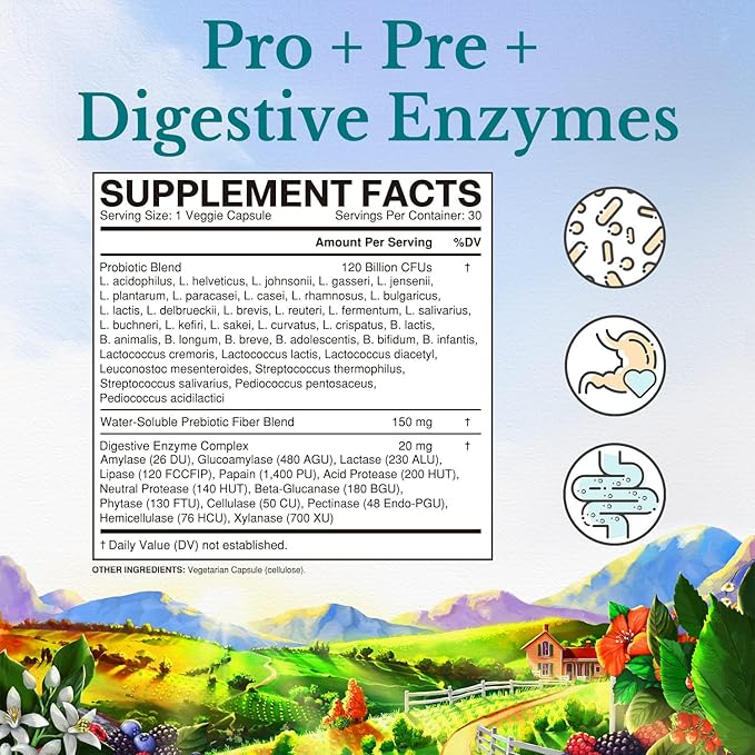 Vitalitown Probiotics 120 Billion CFUs 36 Strains, 60 Delayed