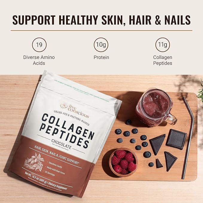 Live Conscious Collagen Peptides Powder 30 Servings 15oz