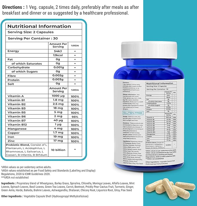 Biovitalia Multivitamins + Probiotics Dietary Supplement 60 Veg