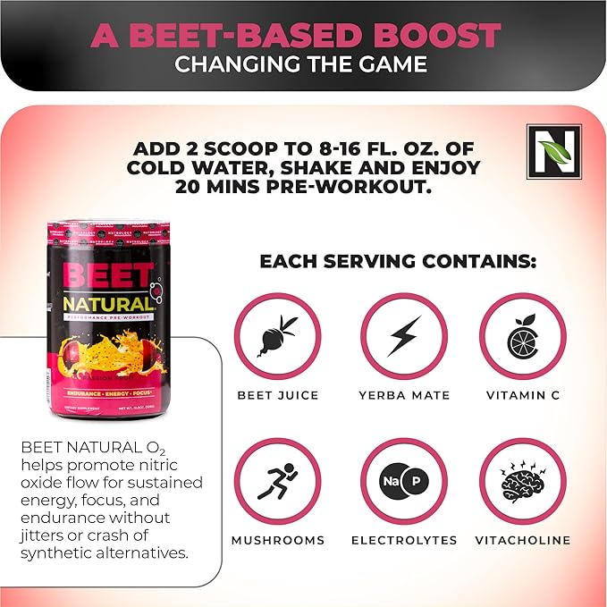Beet Natural O2, Pre Workout Powder, 30 Servings