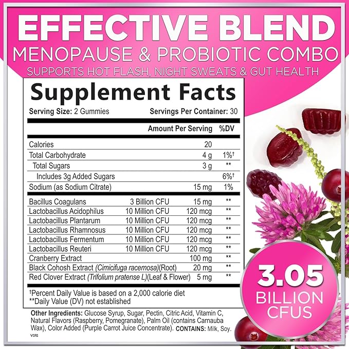 Menopause Probiotics for Women Gummy 3 Billion 60 Gummies
