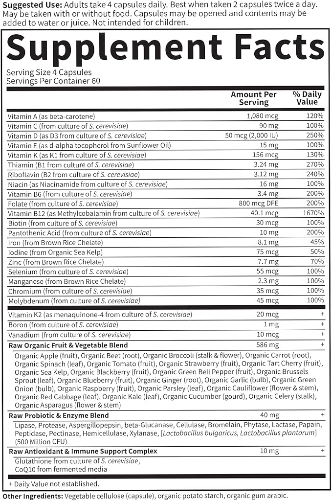 Garden of Life Multivitamin for Women, Vitamin Code Women's Multi, Whole Food, Vitamins, Iron, Folate not Folic Acid, Probiotics, Vegetarian Supplements for Womens Energy, 240 Count