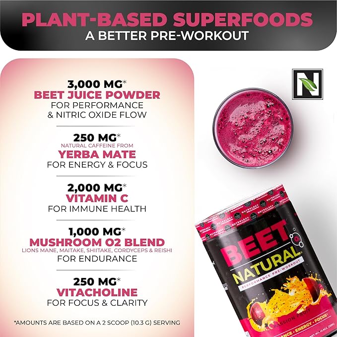 Beet Natural O2, Pre Workout Powder, 30 Servings