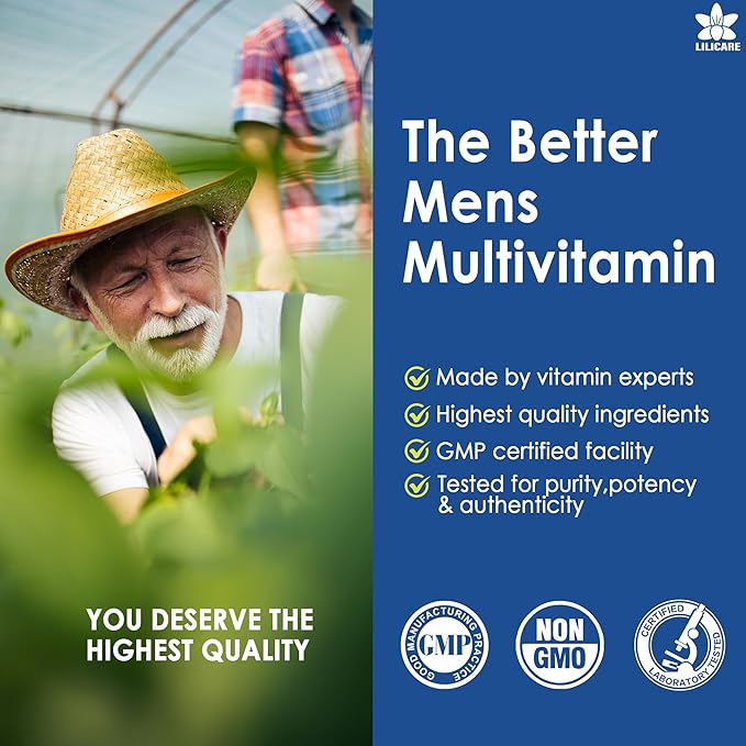 Mens Multivitamins Gummies, Multiminerals, Vegan Omega 3, CoQ10, CoQ10, Probiotics, D3 E B6 B12, B12, Methylated 60 Cts